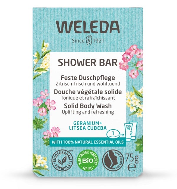 Weleda Shower Bar Saponetta Bagno Doccia Al Geranio E Litsea Cubeba 75g-1
