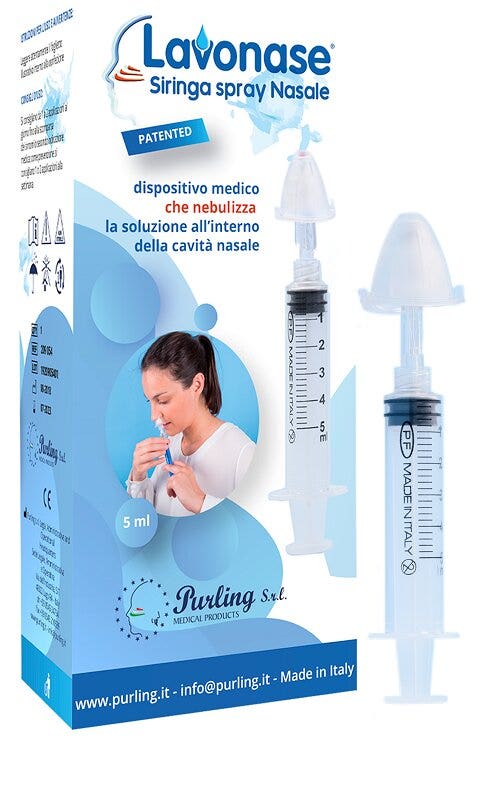 Lavonase siringa spray nasale 5 ml luer-lock con cappuccio+ugello nasale con raccordo luer-lock+perforatore con valvolanon ritorno con tappo-2