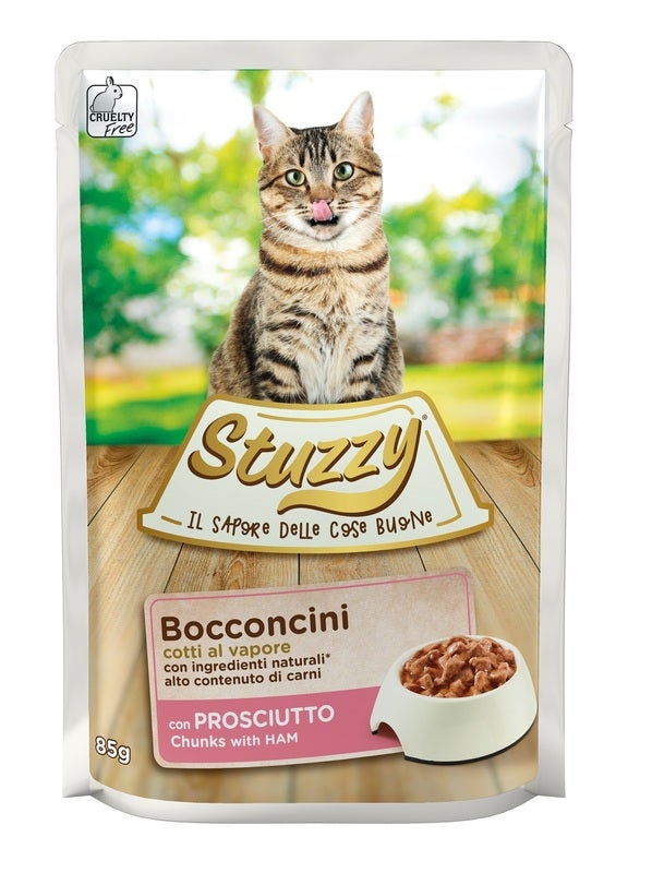 Stuzzy Bocconcini Con Prosciutto Cibo Umido Gatti Adulti Bustina 85g-1