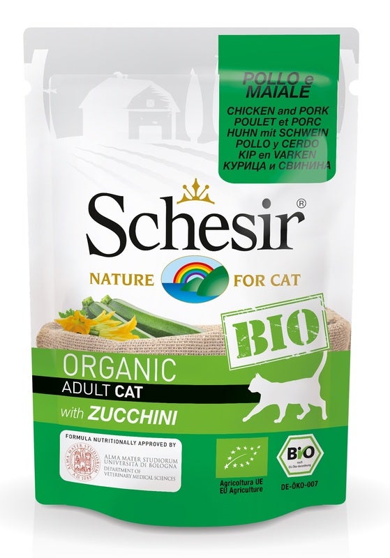 Schesir Organic Bio Paté Al Pollo Con Maiale E Zucchini Per Gatti Adulti Bustina 85g-1