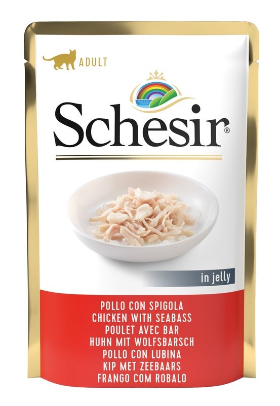 Schesir Pollo Con Spigola In Jelly Cibo Umido Gatti Adulti Bustina 85g-1