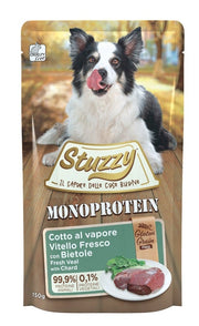 Stuzzy Monoprotein Vitello Fresco Con Bietole Cibo Umido Cani Adulti Bustina 150g-1