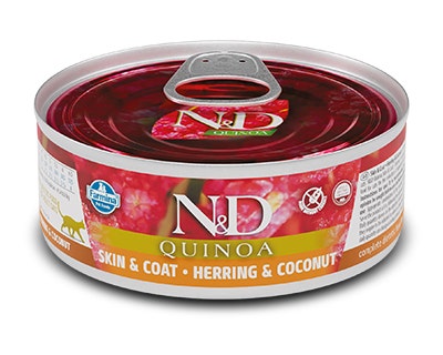 Farmina Natural & Delicious Quinoa Skin & Coat Aringa E Cocco Per Gatti Adulti 80g-1