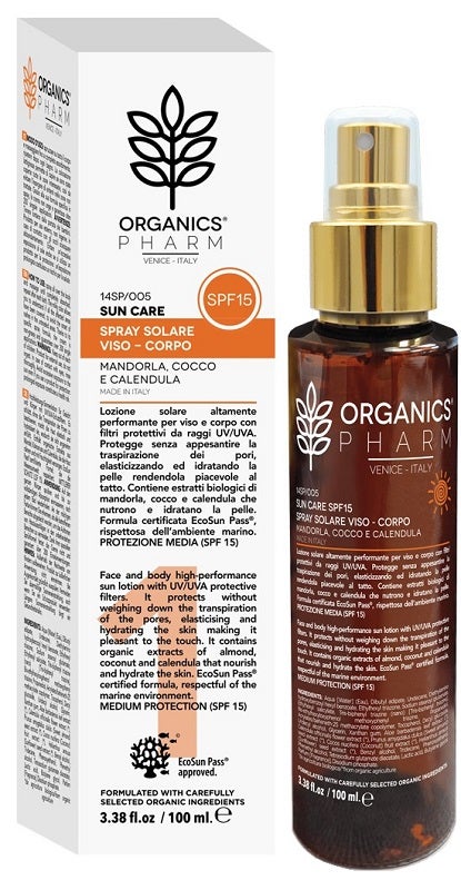 Organics Pharm Spray Solare Viso/Corpo 100ml SPF15-1