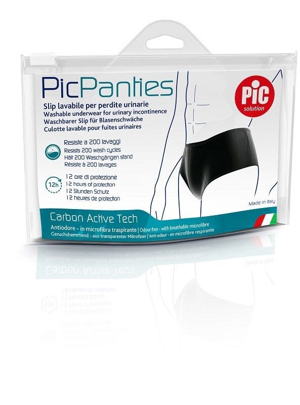 PicPanties Slip Lavabile per Perdite Urinarie Uomo Livello 2 Nero Taglia M-1