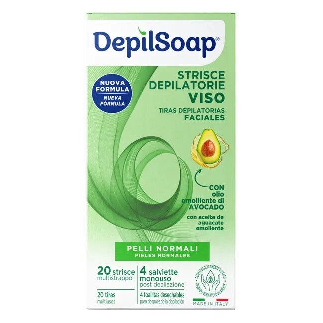 Depilsoap 20 Strisce Depilatorie Viso Pelli Normali-2