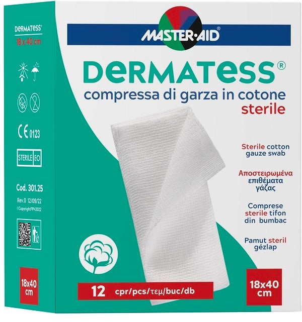 Master Aid Dermatess Garze Cotone 18x40 12 Pezzi-1