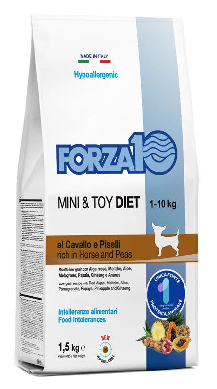 Forza10 Mini Toy Diet Crocchette Al Cavallo E Piselli Per Cani Taglia Piccola Sacco 1,5kg-2