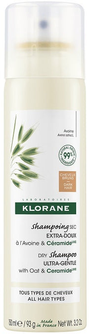 Klorane Shampoo Secco Extra-Delicato all'Avena & Ceramide Capelli Scuri 150ml-1