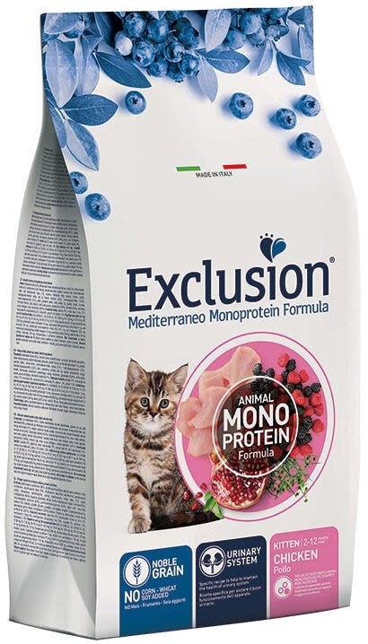 Exclusion Mediterraneo Monoprotein Noble Grain Cibo Secco Pollo Per Gattini 1,5kg-2