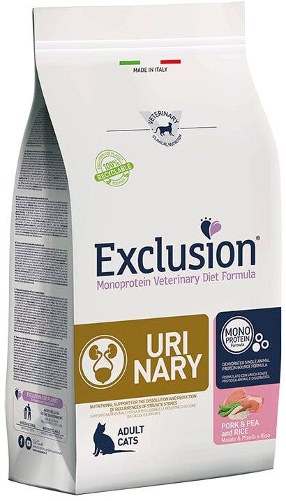 Exclusion Monoprotein Veterinary Diet Urinary Maiale Piselli E Riso Per Gatti Sacco 300g-2