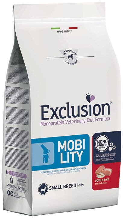 Exclusion Monoprotein Veterinary Diet Formula Mobility Cibo Secco Maiale E Riso Per Cani Taglia Piccola 2kg-2