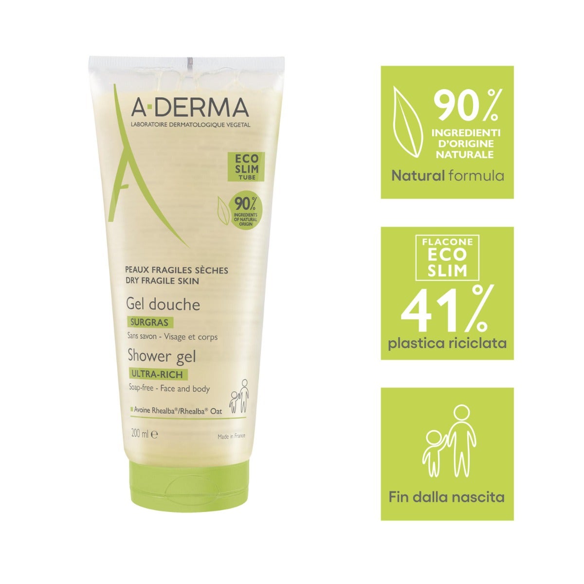 A-Derma Les Indispensables Gel Doccia Sugras 200ml-2