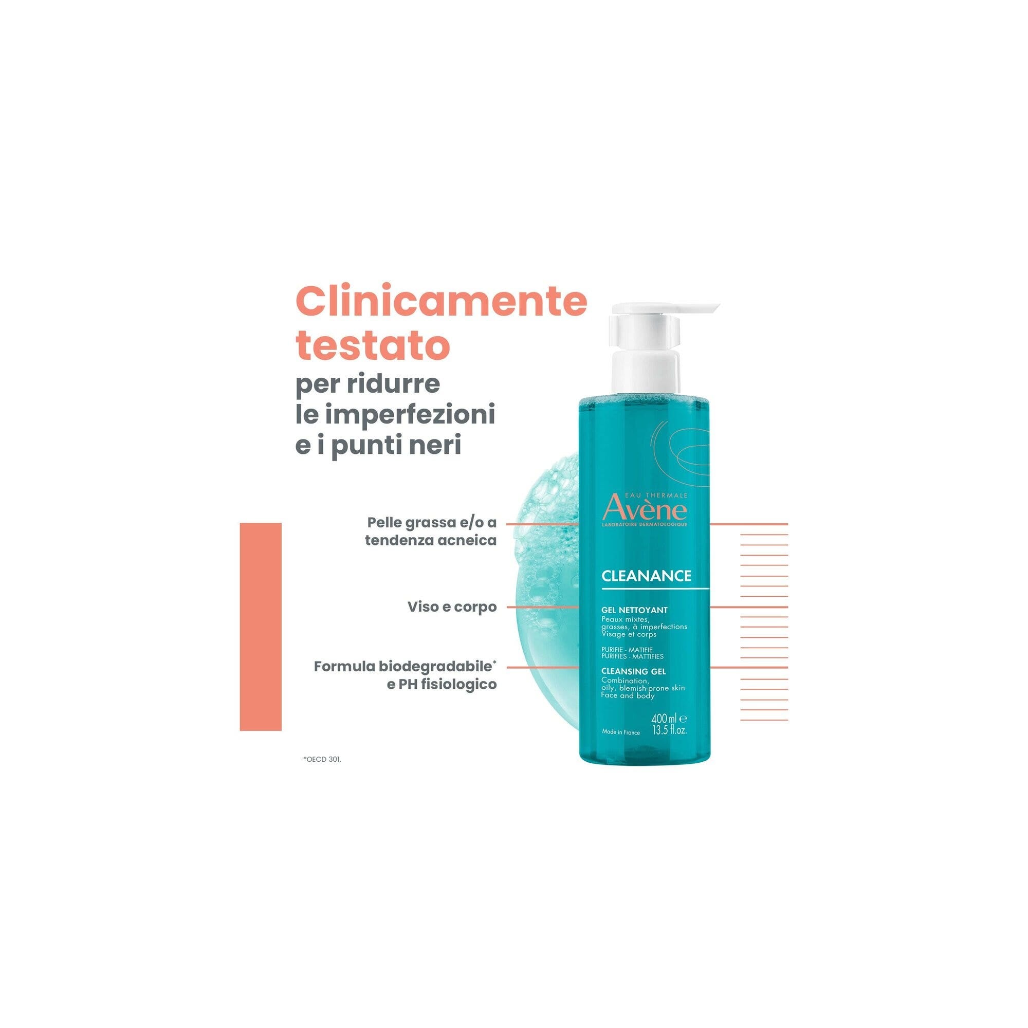 Eau Thermale Avène Cleanance Gel Detergente Purificante Pelle Grassa Con Imperfezioni 400ml-4