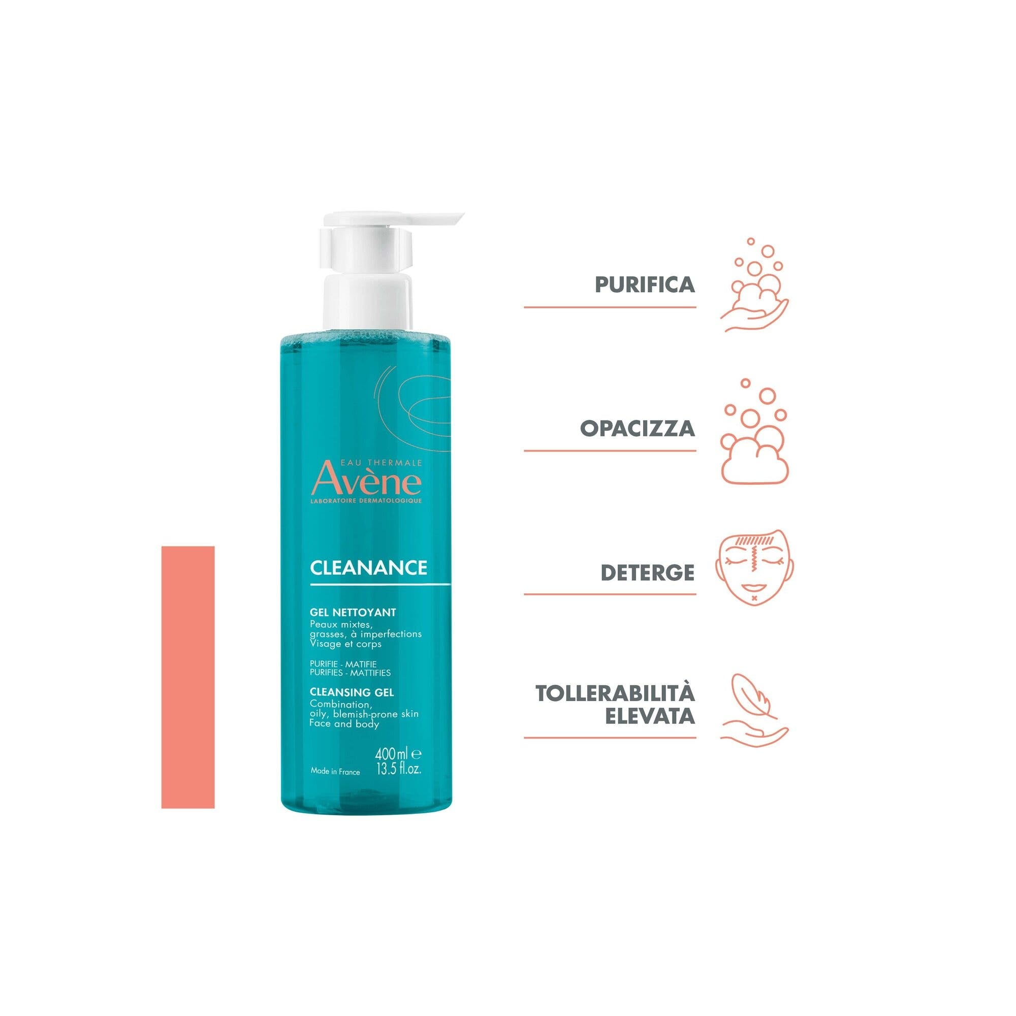 Eau Thermale Avène Cleanance Gel Detergente Purificante Pelle Grassa Con Imperfezioni 400ml-3
