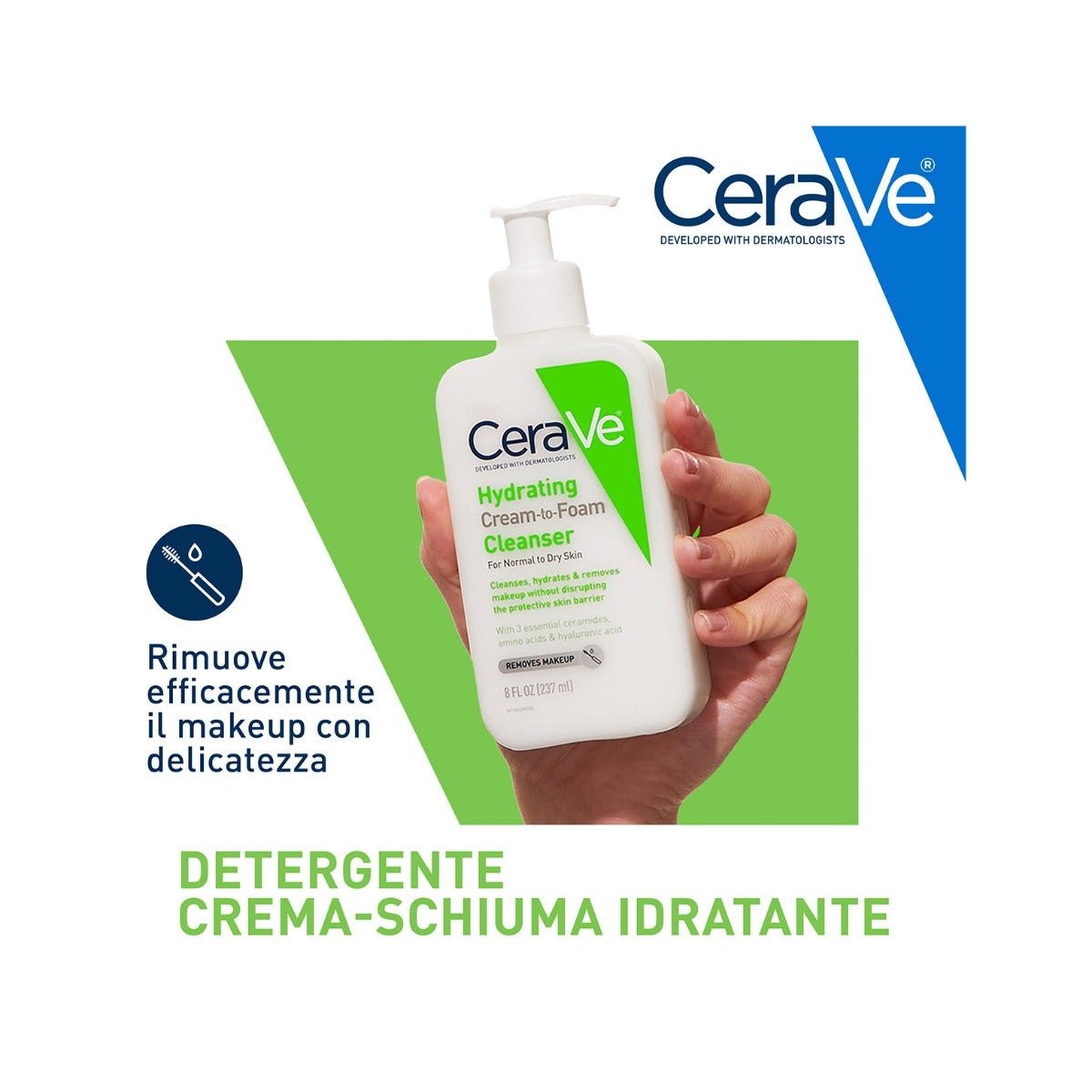 CeraVe Detergente Idratante Viso Pelle da Normale A Secca Con Acido Ialuronico E Ceramidi  236ml-10