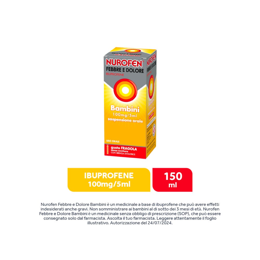Nurofen Febbre Dolore Bambini 100mg/5ml Fragola 150ml-19