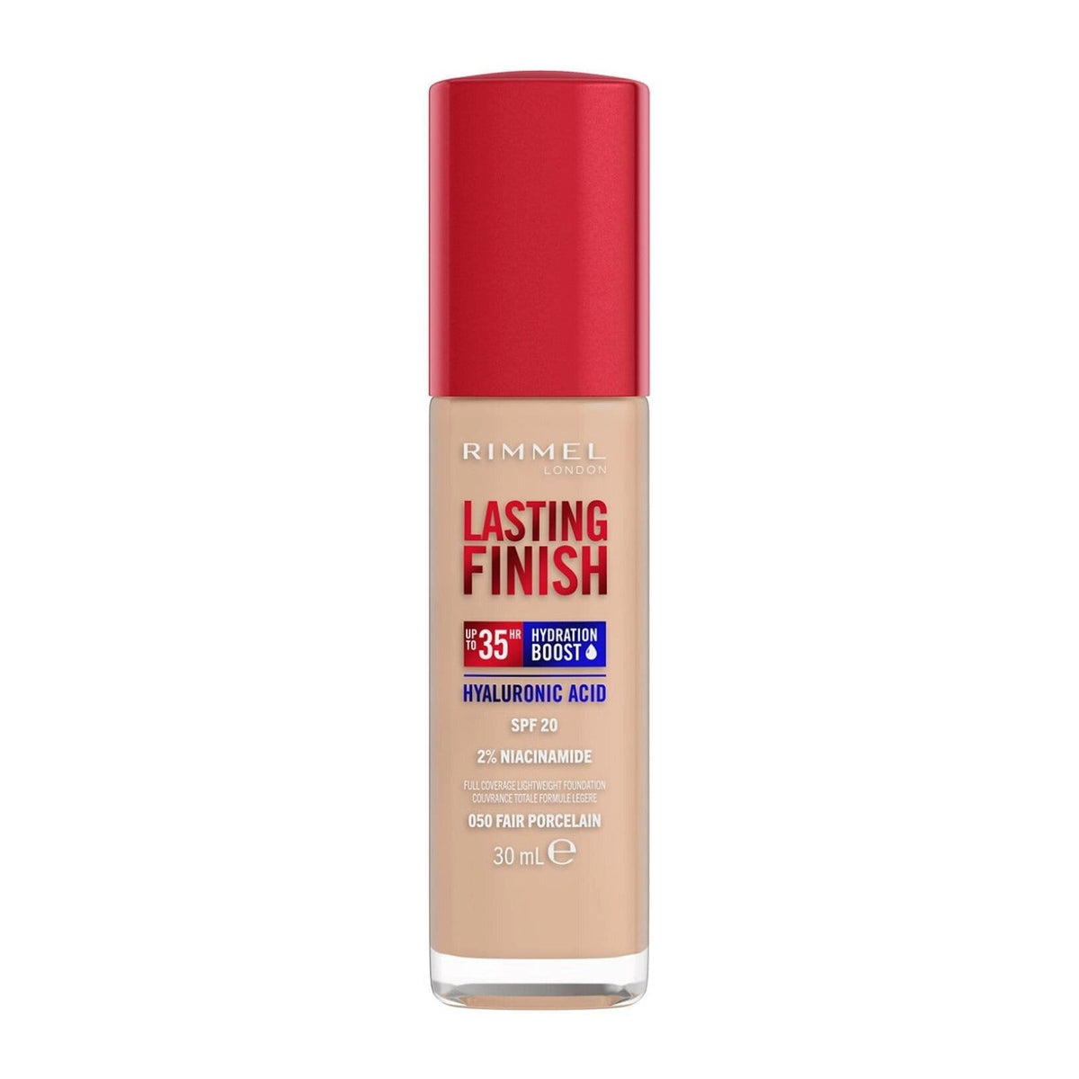 Rimmel Fondotinta Lasting Finish 35h Con Acido Ialuronico 050 Fair Porcelain 30ml-1