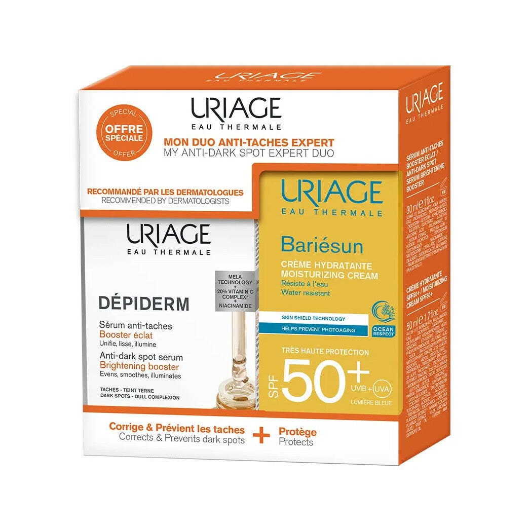 Uriage Cofanetto Depiderm Siero Anti-Macchie 30ml + Bariesun Crema SPF50+ 50ml-1