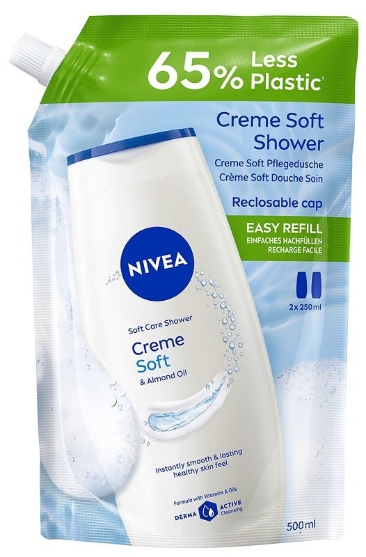 Nivea Bagnodoccia Creme Soft Bagnoschiuma Cremoso Con Olio Di Mandorla Delicato E Idratante Refill 500ml-1
