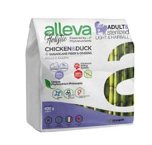 Alleva Holistic Cat Adult & Sterilized Light & Hairball Chicken & Duck + Sugarcane Fiber & Ginseng 1,5 kg