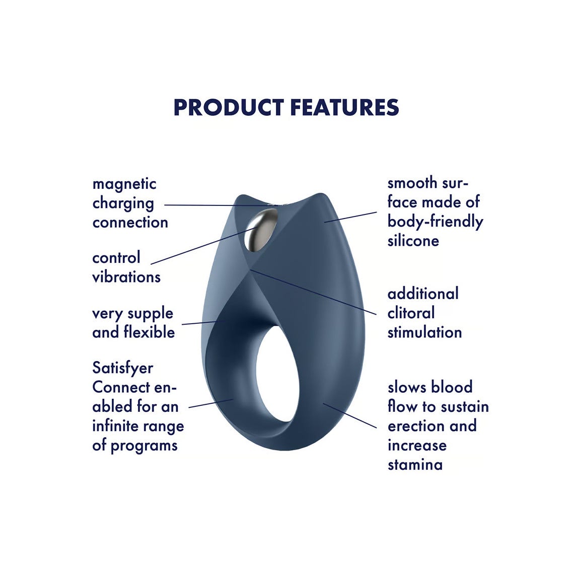 Satisfyer Royal One Connect App Anello Blu-3