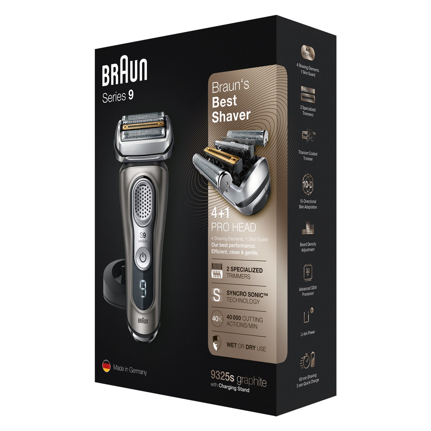 Braun Rasoio Series 9 Wet&Dry 9325s Con Base Di Ricarica Grafite - 3