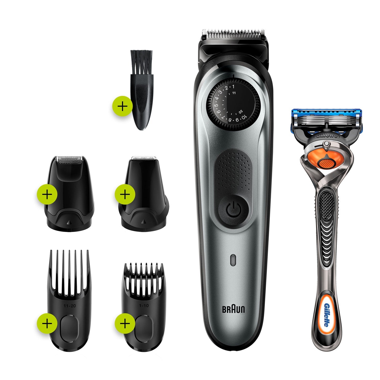Braun Regolabarba BT 7220 Con Selettore Di Precisione + 4 Accessori E Rasoio Gillette Fusion5 ProGlide - 2