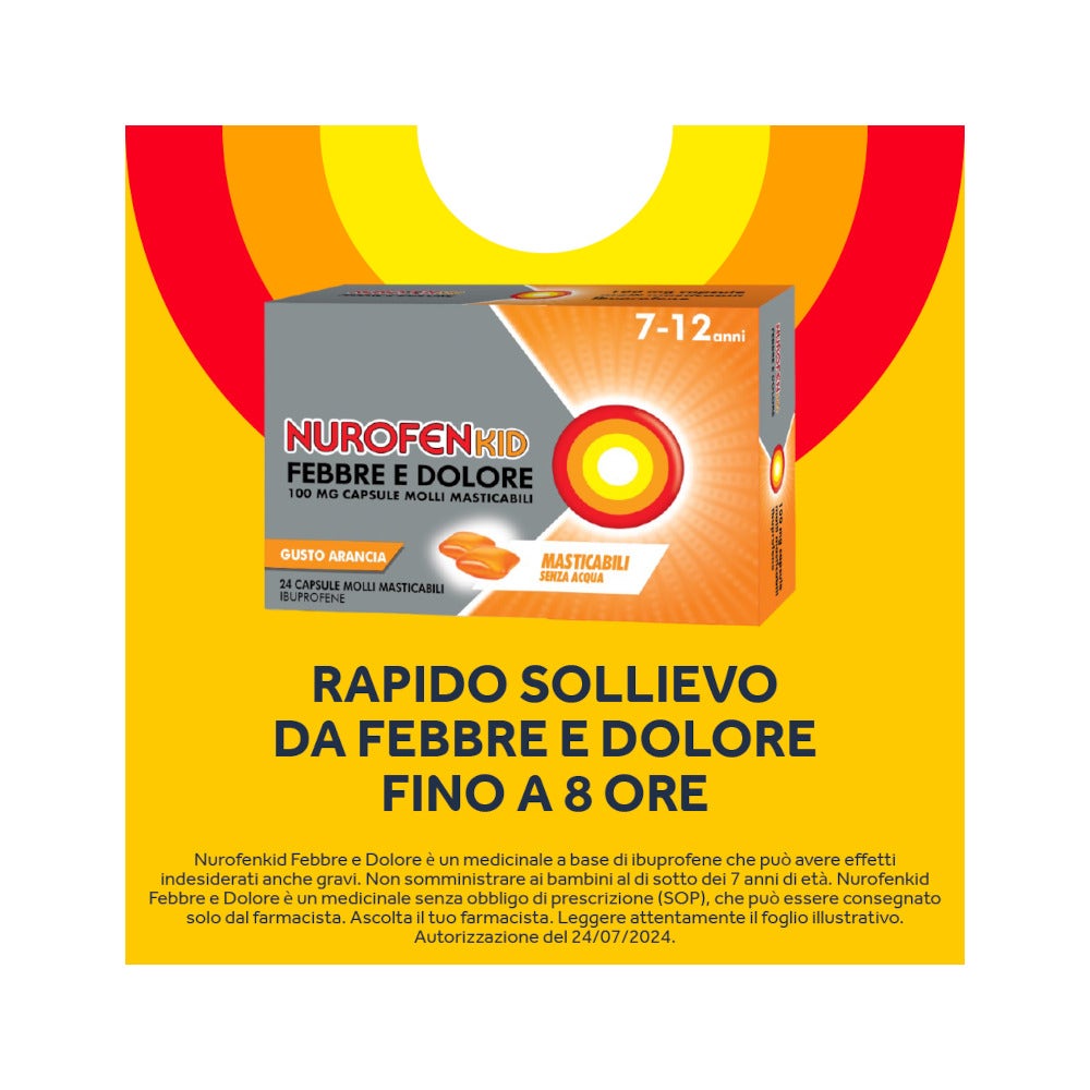 Nurofenkid Febbre Dolore 24 Capsule Molli Masticabili 100mg-17