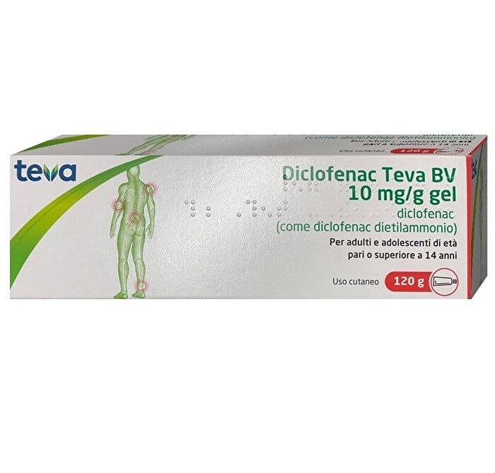 Diclofenac Teva 10mg/G Gel Dermatologico 60g -1