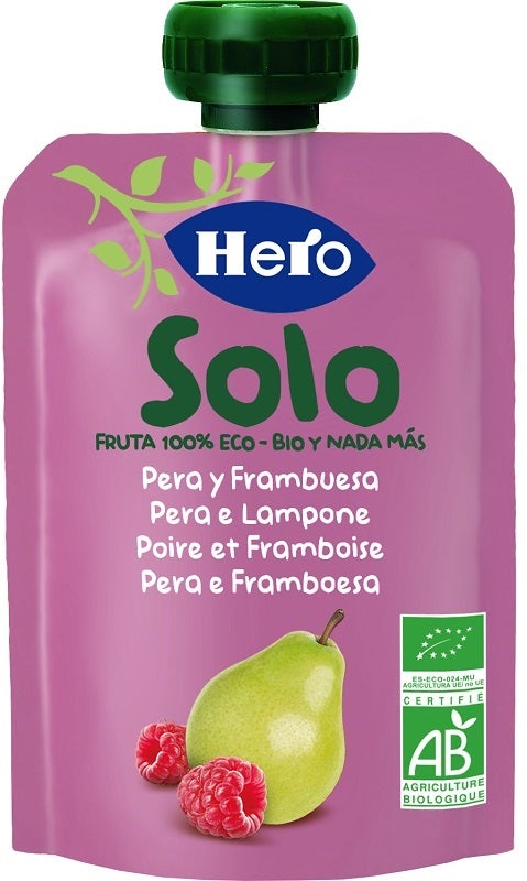 Hero Solo Frutta Frullata 100% Bio Pera e Lampone 100 g-1