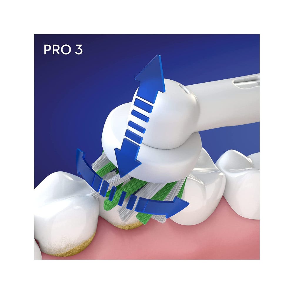 Oral-B Pro 3 Blue Crossaction Spazzolino Elettrico Con Sensore Di Pressione Dello Spazzolamento + 1 Testina-3