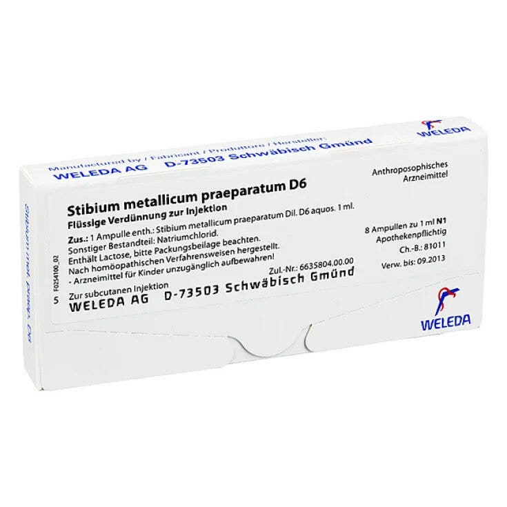 Weleda Stibium Metallicum Preparatum D6 8 Fiale-2