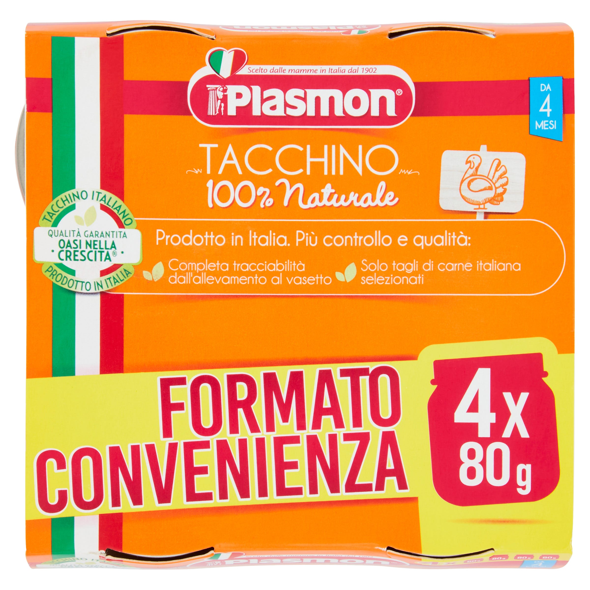 Plasmon Omogeneizzato Tacchino 4M+ 4x80g  - 2