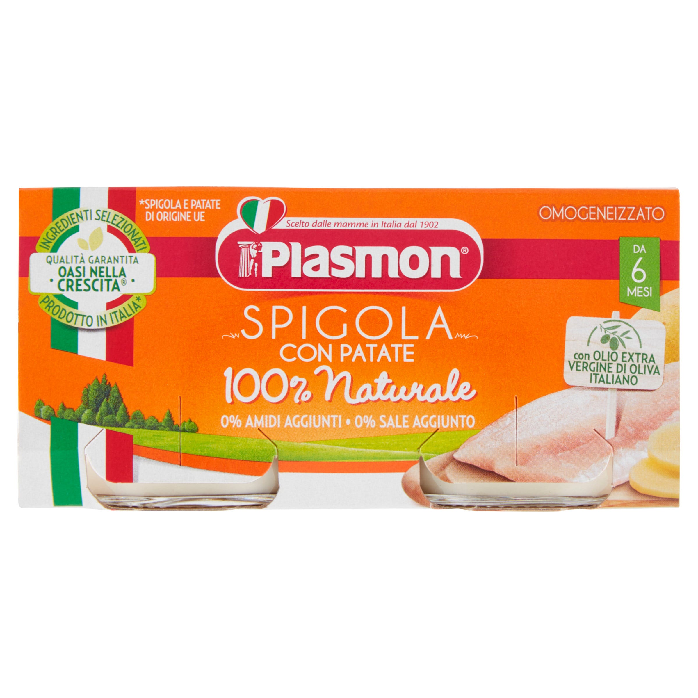 Plasmon Omogeneizzato Spigola Branzino 6M+ 2x80g  - 2
