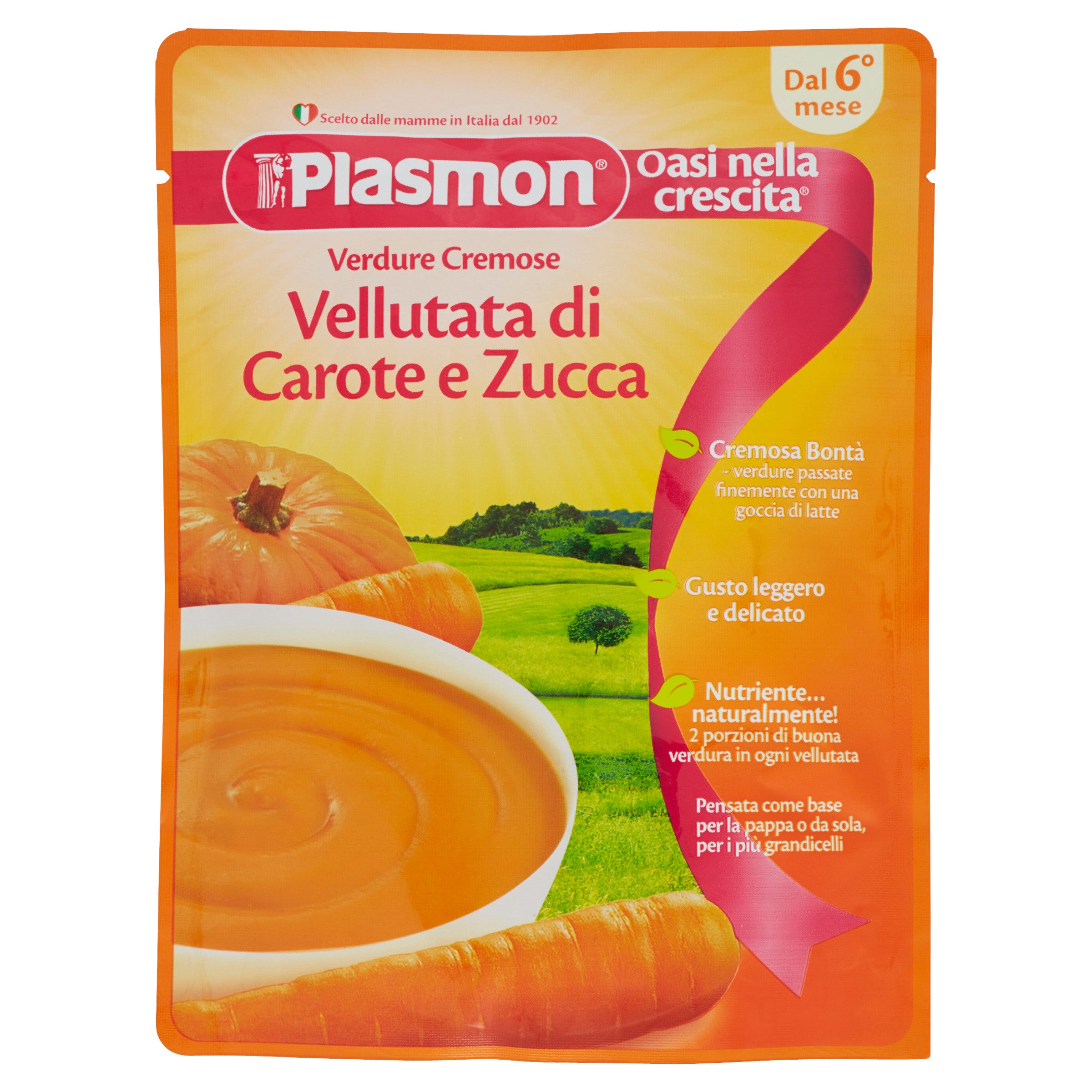 Plasmon Pouches Vellutata Di Carote E Zucca 6M+ 180g  - 2
