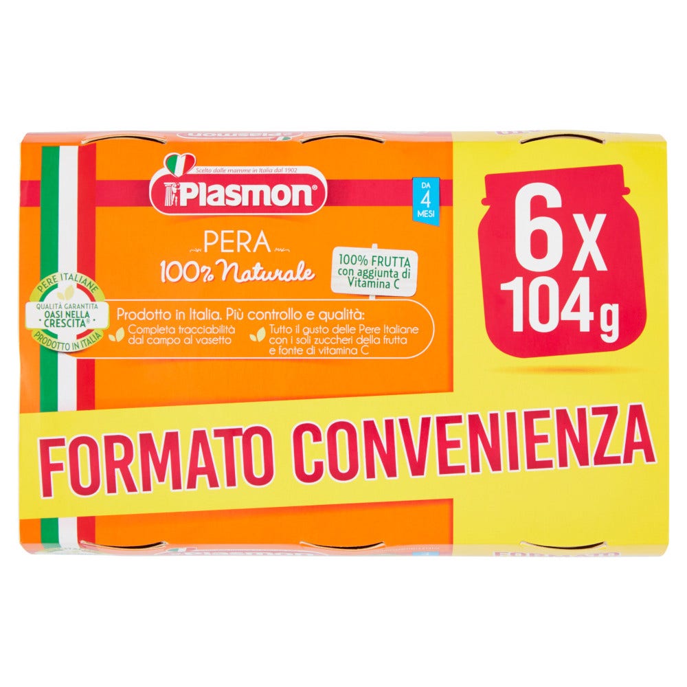 Plasmon Omogeneizzato Pera 4-6M+ 6x104g  - 2