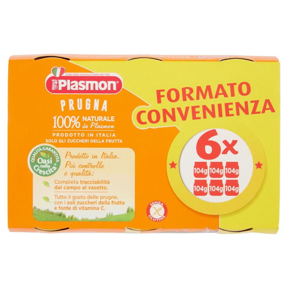 Plasmon Omogeneizzato Prugna 4M+ 6x104g  - 2