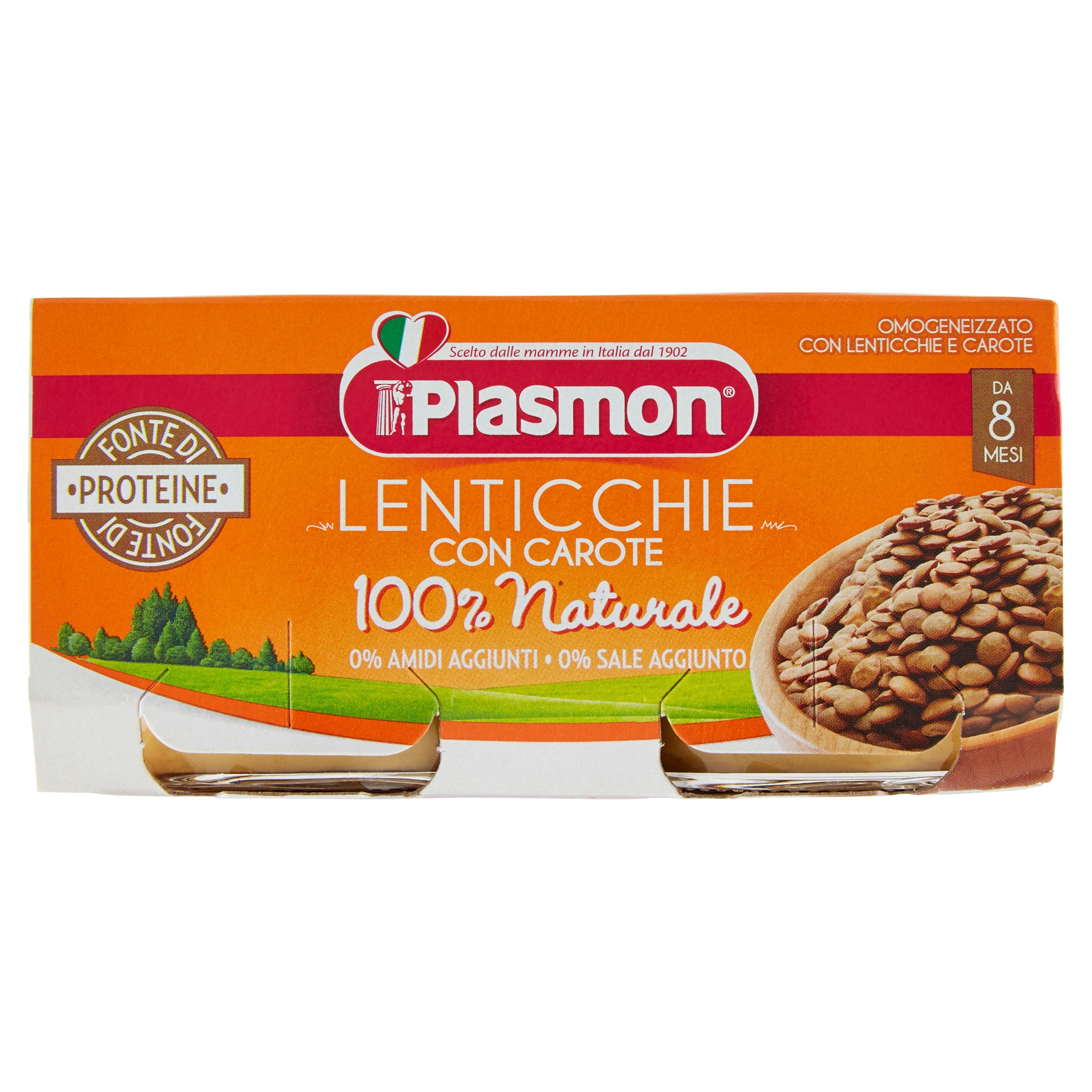 Plasmon Omogeneizzato Lenticchie Con Carote 2x80g  - 1