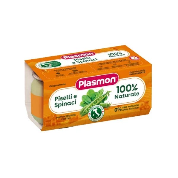 Plasmon Omogeneizzato Piselli e Spinaci 6M+ 2x80 g-1