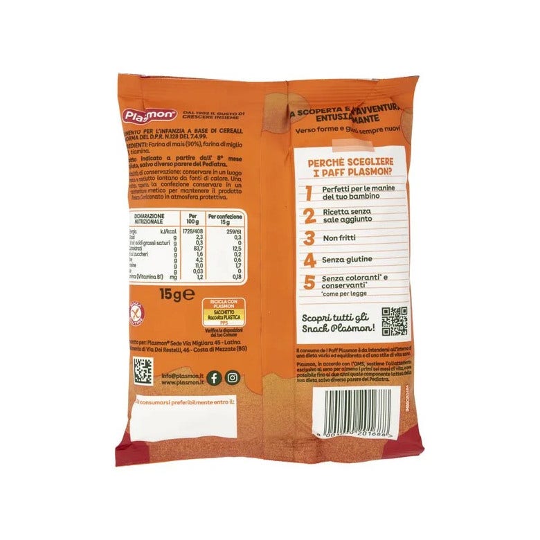 Plasmon Paff Mais E Miglio 8M+ 15g-1