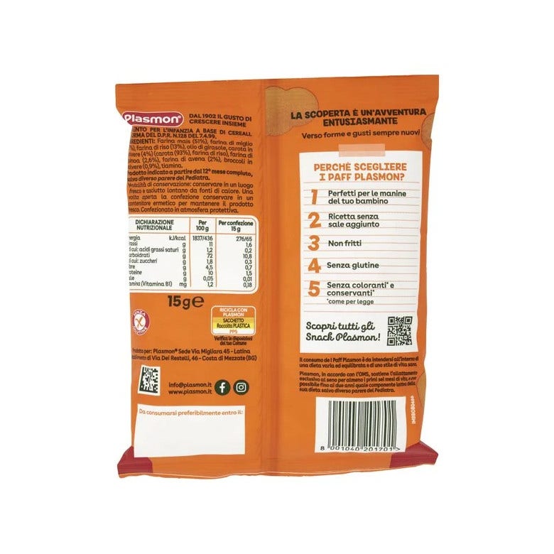 Plasmon Paff Anellini Broccoli E Carote 12M+ 15g-1