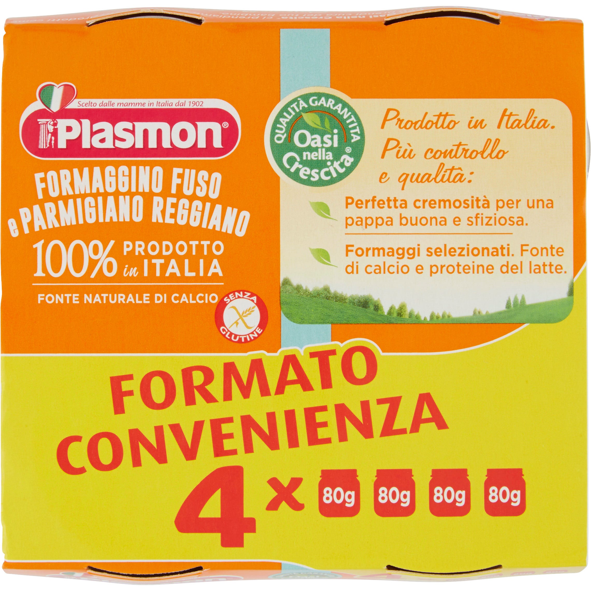 Plasmon Omogeneizzato Formaggino Fuso/Parmigiano Reggiano 4x80g 4Mesi+  - 1