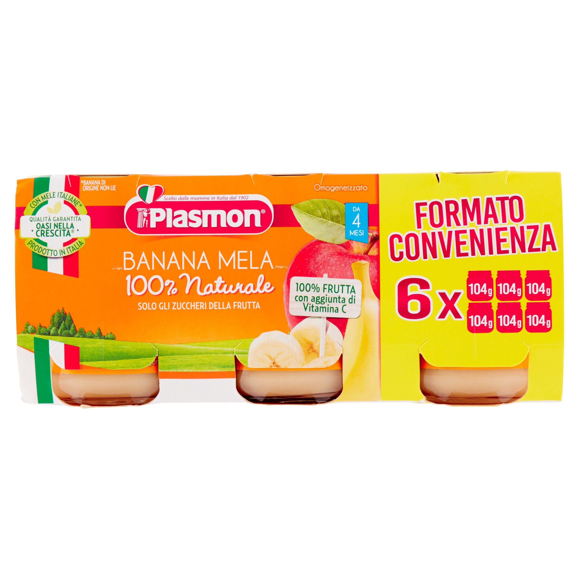 Plasmon Omogeneizzato Banana Mela 6x104g 4 Mesi+  - 2