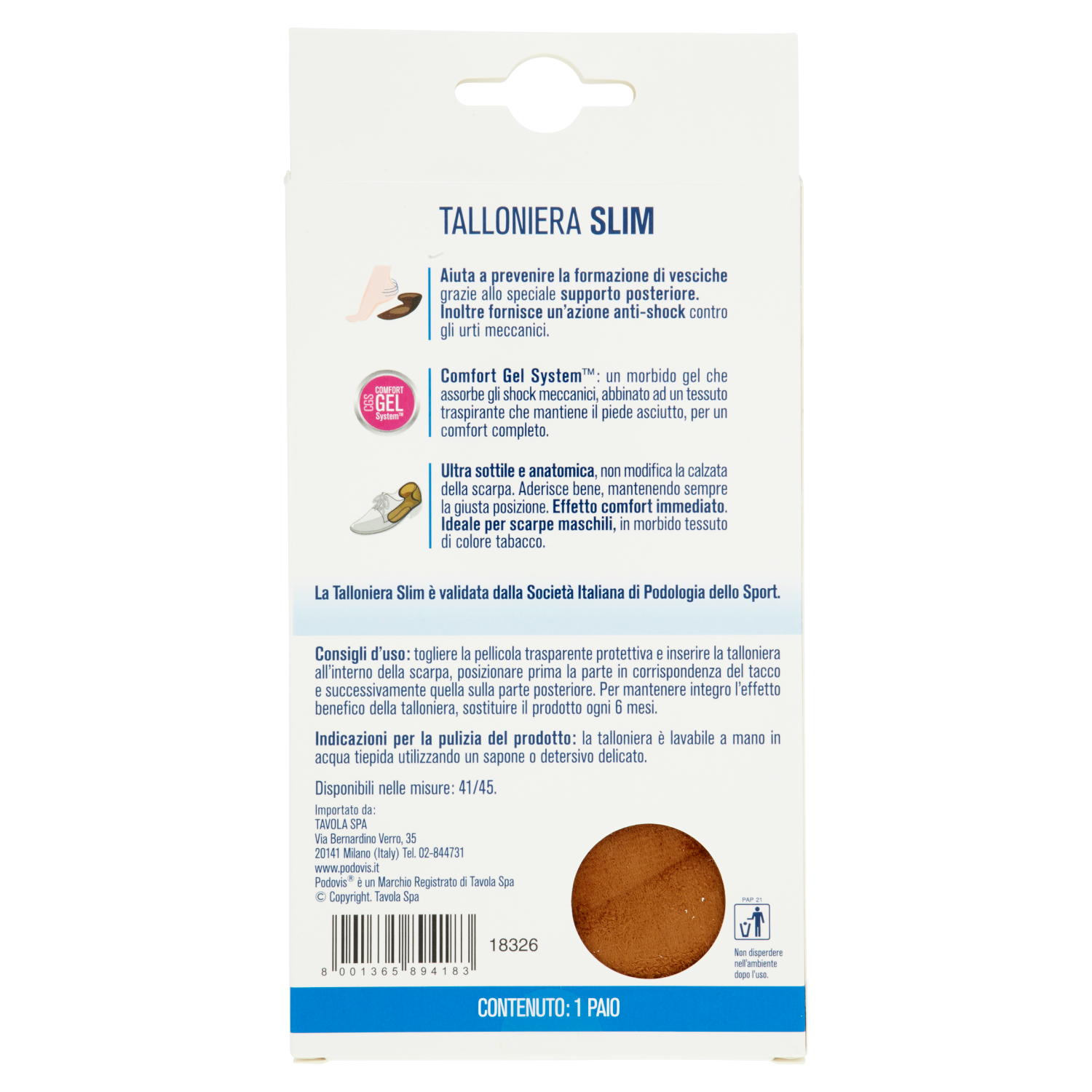 Podovis Talloniera Slim Uomo 1 Paio  - 2