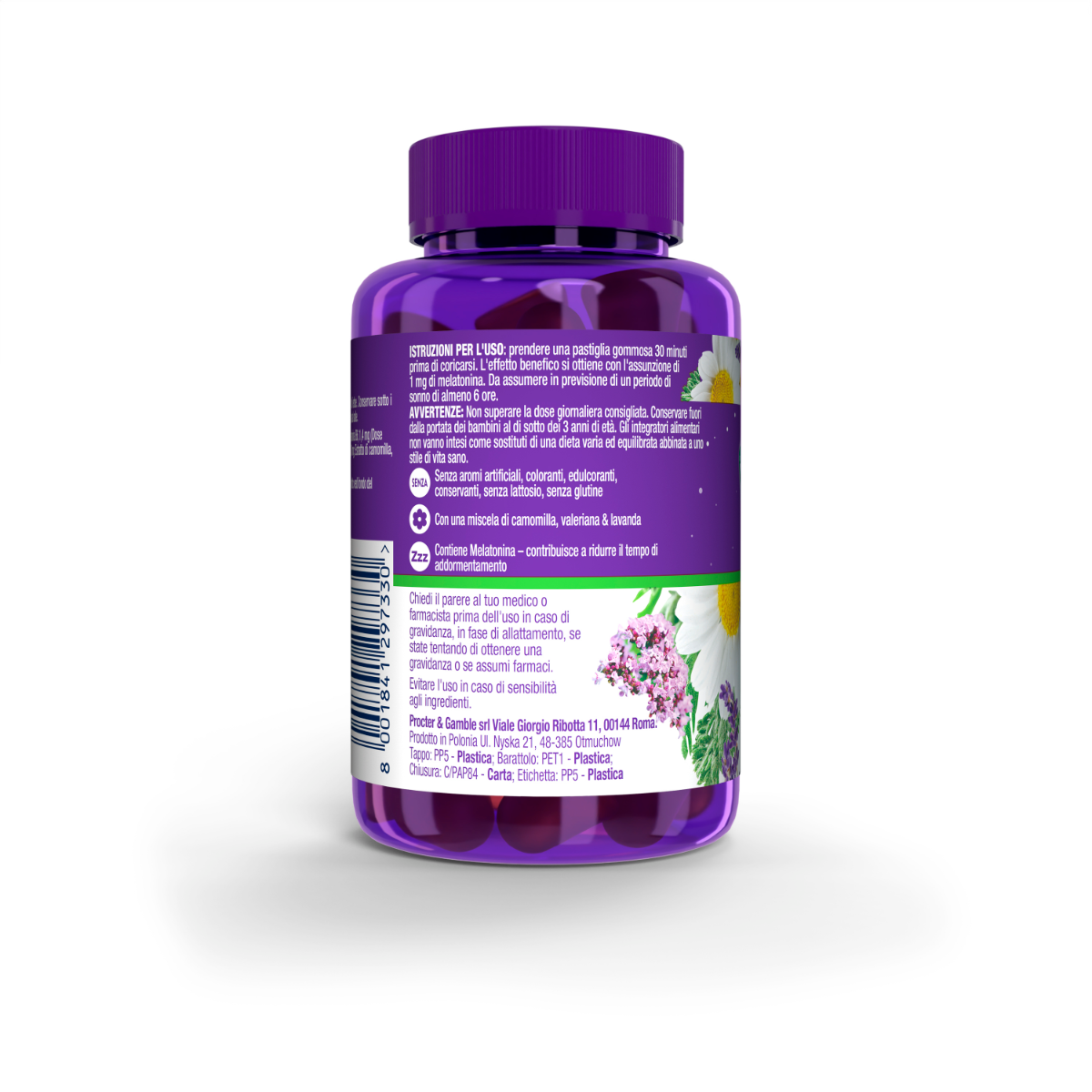 ZzzQuil NATURA Per Dormire 60 Pastiglie Gommose a Base di Melatonina con Camomilla Valeriana Lavanda-13