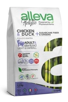 Alleva Holistic Adult Hairball Pollo e Anatra Crocchette per Gatti Adulti 1,5 kg