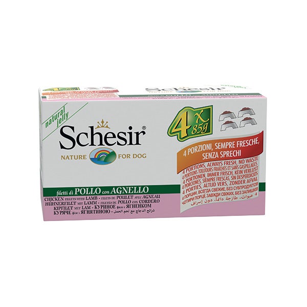 Schesir Filetti Di Pollo Con Agnello Cibo Umido Cani 4x85g-2