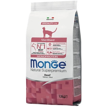 Monge Manzo Monoprotein Cibo Secco Gatti Adulti Sterilizzati Sacco 1,5 Kg-2