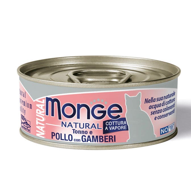 Monge Natural Tonno E Pollo Con Gamberetti Cibo Umido Per gatti Adulti 80g-1